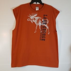 COPY - Mens Lake George Orange Rust Muscle T-Shirt Sz 2XL